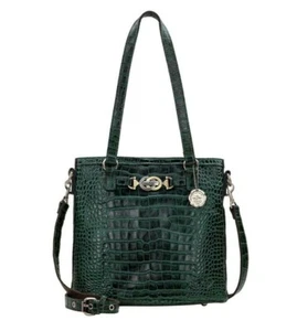 Bolso Bandolera Convertible Patricia Nash Verde Cocodrilo Cuero Lundy 10º Aniversario - Imagen 1 de 12
