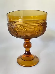 vintage Indiana Glass Co. amber glass pedestal bowl / compote DAISY 620 c.1940s - Picture 1 of 6