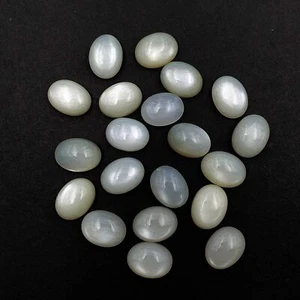 Lote de 11 piedras preciosas sueltas cabujón ovalado de piedra lunar blanca natural 12*16 mm 100 CT - Imagen 1 de 3