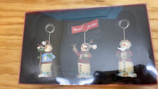 St Nicholas Square Set of 3 Snowmen photo holder 4" - 5" NEW Christmas Card Hold