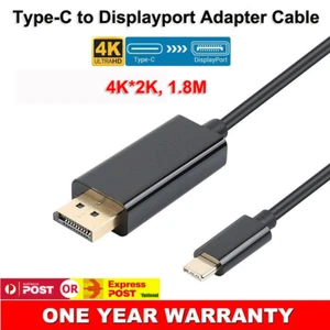 USB Type C to DisplayPort Adapter Cable 1.8M UltraHD For Microsoft Surfacebook - Picture 1 of 8