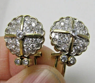 1.15 ctw VS1-SI1 Diamond Earrings 18k Gold  Heavy Duty Omega Backs  MAKE OFFER - Image 1 of 4
