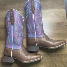 Ariat Womens Size 7 B Round Up Square Toe Western Boots Powder Brown 10040377