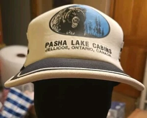 Cappello/Berretto Camionista Vintage Daquin Mesh Snapback 3 Strisce Pasha Lake Cabins Canada - C6 - Foto 1 di 7