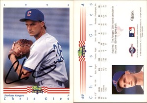 Chris Gies Signed 1992 Classic Best #66 Card Charlotte Rangers Auto AU