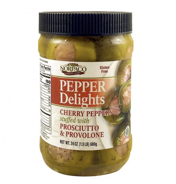 Norpaco Prosciutto and Provolone Stuffed Green Cherry Peppers 24 oz 6 JARS - Image 1 of 4