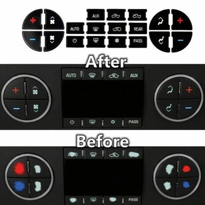 AC Dash Button Repair Kit Decal Stickers Replacement For Buick Enclave 2008-2012 - Image 1 of 4
