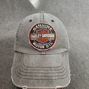 Harley Davidson Hat Adult One Size Gray Twill Y2K Biker Bar Shield Logo Motoroil - Picture 1 of 6