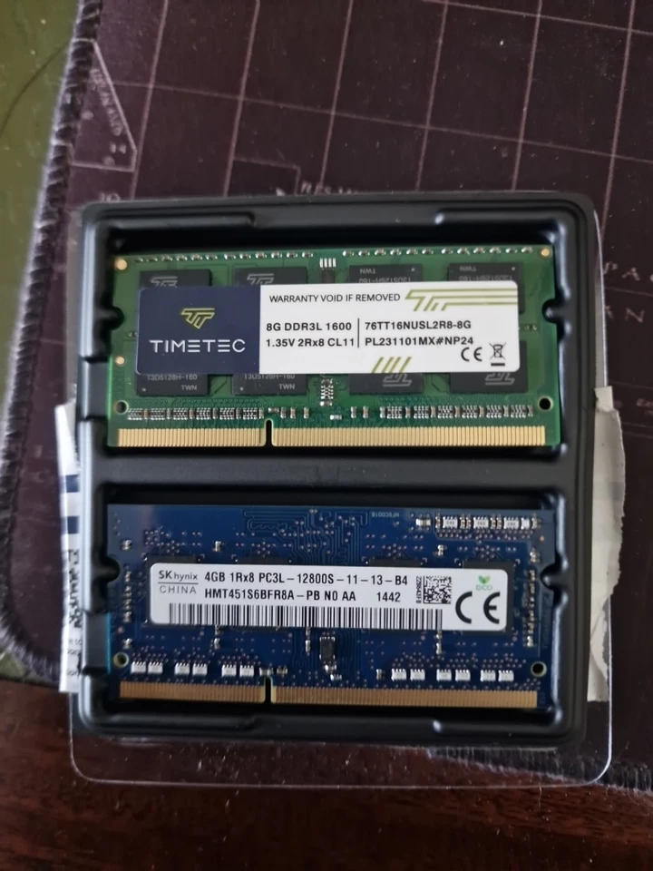 2 × Rams Timetec 8GB DDR3L 1600MHz RAM & SK Hynix 4GB 1Rx8 PC3L-12800S-11-13-B4 - Image 1 of 4
