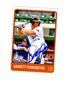 Tarjeta de béisbol firmada con autógrafo de Garrett Pennington 2025 Lakeland Flying Tigers c - Imagen 1 de 2