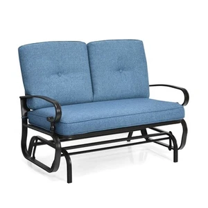 2-Person Outdoor Swing Glider Chair Bench Loveseat Cushioned - Picture 1 of 5