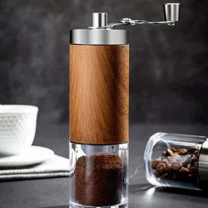 Molinillo de granos de café manual portátil de acero inoxidable con manivela de grano de madera - Imagen 1 de 10