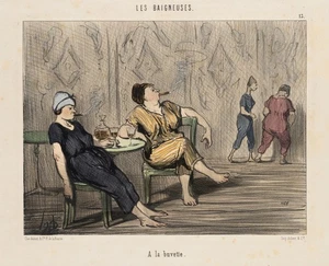 H. DAUMIER (1808-1879), "A la buvette.", Damen in der Bar,  1847, Lithographie - Imagen 1 de 5