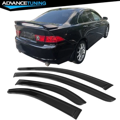 Se adapta a 04-08 Acura TSX Sedán 4 puertas Cinta acrílica en viseras de ventana Protector solar para lluvia 4 piezas Foto 1 de 4