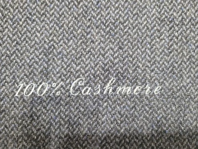 Pure Cashmere Cloth, Grey/Blue Herringbone, 3.25 Metres - Image 1 of 4