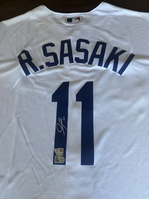 Roki Sasaki Signed Authentic Los Angeles Dodgers White Home Jersey NWT & 2 COAs - Image 1 of 4