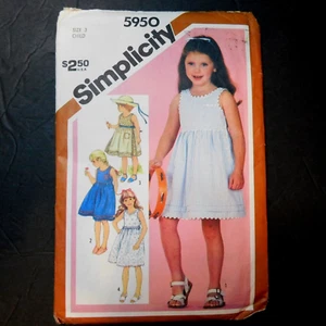 Simplicity 5950 Child SunDress and Apron Girls Size 3 Vintage Pattern Dress - Picture 1 of 3