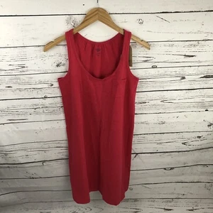NWT LANDS END CANVAS Cheery Red Slub Cotton Jersey Tank Dress XXS 0 - Picture 1 of 4
