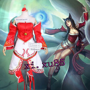 HOT COS  Fox Ahri Cosplay Costume Custom Made Female Any Size