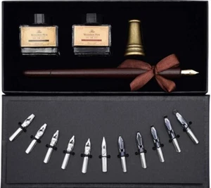 Calligraphy Set 17 Pieces. Includes Calligraphy Pens, 2 Bottle Inks, 12 Nibs - Picture 1 of 4