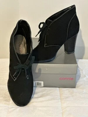 Botines/botines Connie negros “Farrah” de cuero con cordones tacones altos 9,5 M Foto 1 de 4