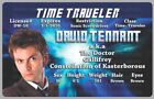 Doctor Who Dr. David Tennant Time Traveler License Card Novelty ID