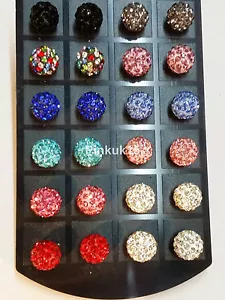 Wholesale Job Lot of 12 Pairs Fashion Big Shamballa Earrings Xmas Gifts Retail - Picture 1 of 4