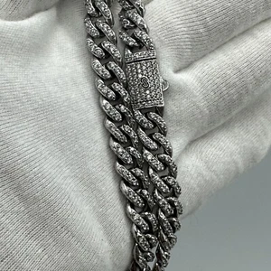 12.0 Ct Simulated Diamond Miami Cuban Link Bracelet White 925 Sterling #406 - Picture 1 of 8