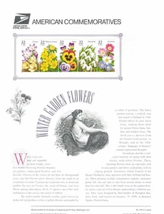 # 478 32c Flores de jardín de invierno # 3025-3029 1996 USPS PANEL DE SELLOS CONMEMORATIVOS - Imagen 1 de 2