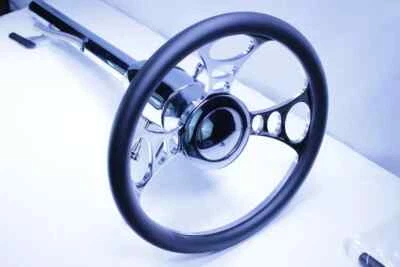 Chrome 32" Tilt Floor Shift Steering Column W/ 14''Billet Steering Wheel Hot Rod Foto 1 de 4