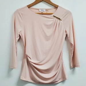 Calvin Klein Shirt Women's XS, Blush 3/4 Sleeve Blouse Formal Business Top - Picture 1 of 10