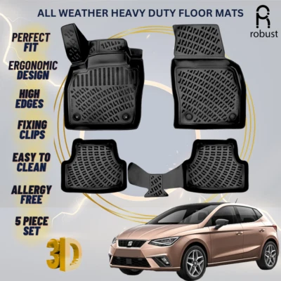 Alfombrillas forros para Seat Ibiza 2017-2024 alfombras coche 3D de alta resistencia para todo tipo de clima Foto 1 de 4
