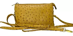 Kunstleder Straußenprägung Handtasche Clutch Handgelenktasche Umhängetasche gelb/gold - Bild 1 von 20