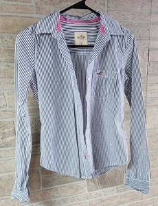 Hollister Long Sleeve Button Up Blue And White Stripped Size XS - Picture 1 of 3