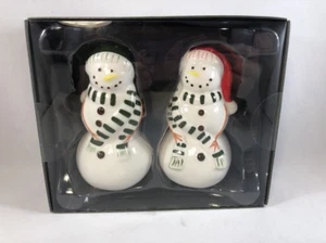 Christmas Snowman Figural Salt and Pepper Shaker Set Threshold Earthenware NEW - Picture 1 of 4