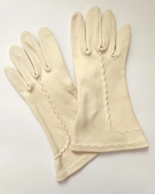 Guantes Mujer Vintage Años 50 - Crema - Algodón - Dos Botones (Cortos) - Talla 6 (S) Foto 1 de 4
