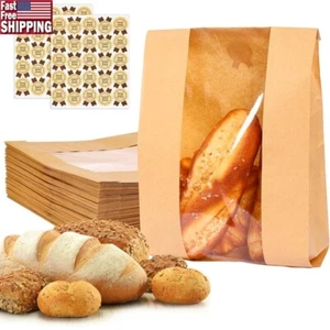 Sourdough Paper Bread Bags 25 Packs Bakery Bags W/ Window Label Stickers New - Picture 1 of 8
