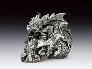 Calavera Dragón Plata Estatuilla Estatua Esqueleto Halloween - Imagen 1 de 4