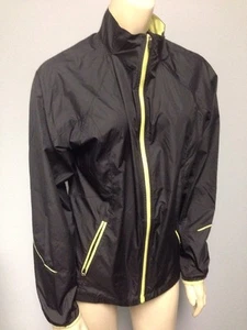 Thin Light Jacket Grey Gray Zip Up Neon Yellow Green Size Small Sport Essentials - Picture 1 of 10