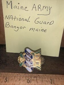 Maine Army National Guard Vintage Lapel Pin. “Valor,Veracity,Virtue” Bangor