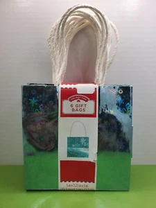 Mini Turquoise Celebrate It Gift Bags - 6 Pieces • 5" x 3.23" x 5' - Picture 1 of 3