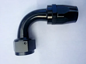 Black 8 An 90 Degree Swivel Hose End Fitting Braid - Picture 1 of 2