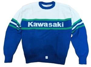 Vintage 80's 1984 Kawasaki Cliff Engle Sweater Motorcycle Snowmobile Sweat Shirt - Picture 1 of 14