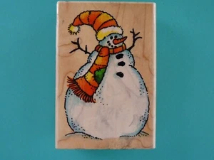 Pudgy Happy Snowman, Large STAMPENDOUS Rubber Stamp - Picture 1 of 2