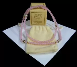 STUNNING AVON PORCELAIN PASTEL BEAD NECKLACE IN ROSE COLOR 30" LENGTH NOS - Picture 1 of 4
