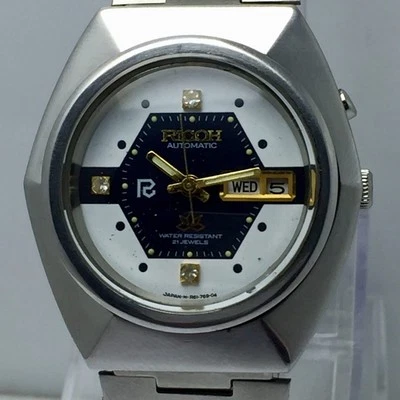 Винтажные мужские автоматические часы RICOH 061537 день/дата циферблат с двумя настройками - Изображение 1 из 4