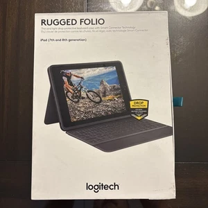 Logitech Rugged Folio Keyboard Case for Apple iPad 7th and 8th Generation - Afbeelding 1 van 4