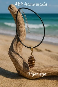 Handmade Tiger's Eye Pendant Necklace – Unique Wire-Wrapped Crystal UK Seller - Picture 1 of 6