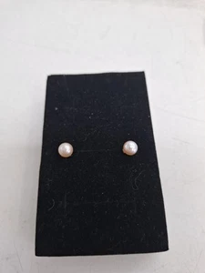 14k/10k Yellow Gold Pink Pearl Stud Earrings ODD PAIR - Picture 1 of 6