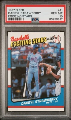 1987 FLEER EXCITING STARS #41 DARRYL STRAWBERRY GEM MINT PSA 10 - Image 1 of 2